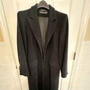 "Anne Klein Black Wool Overcoat Size 8P Petite - Classic & Elegant"